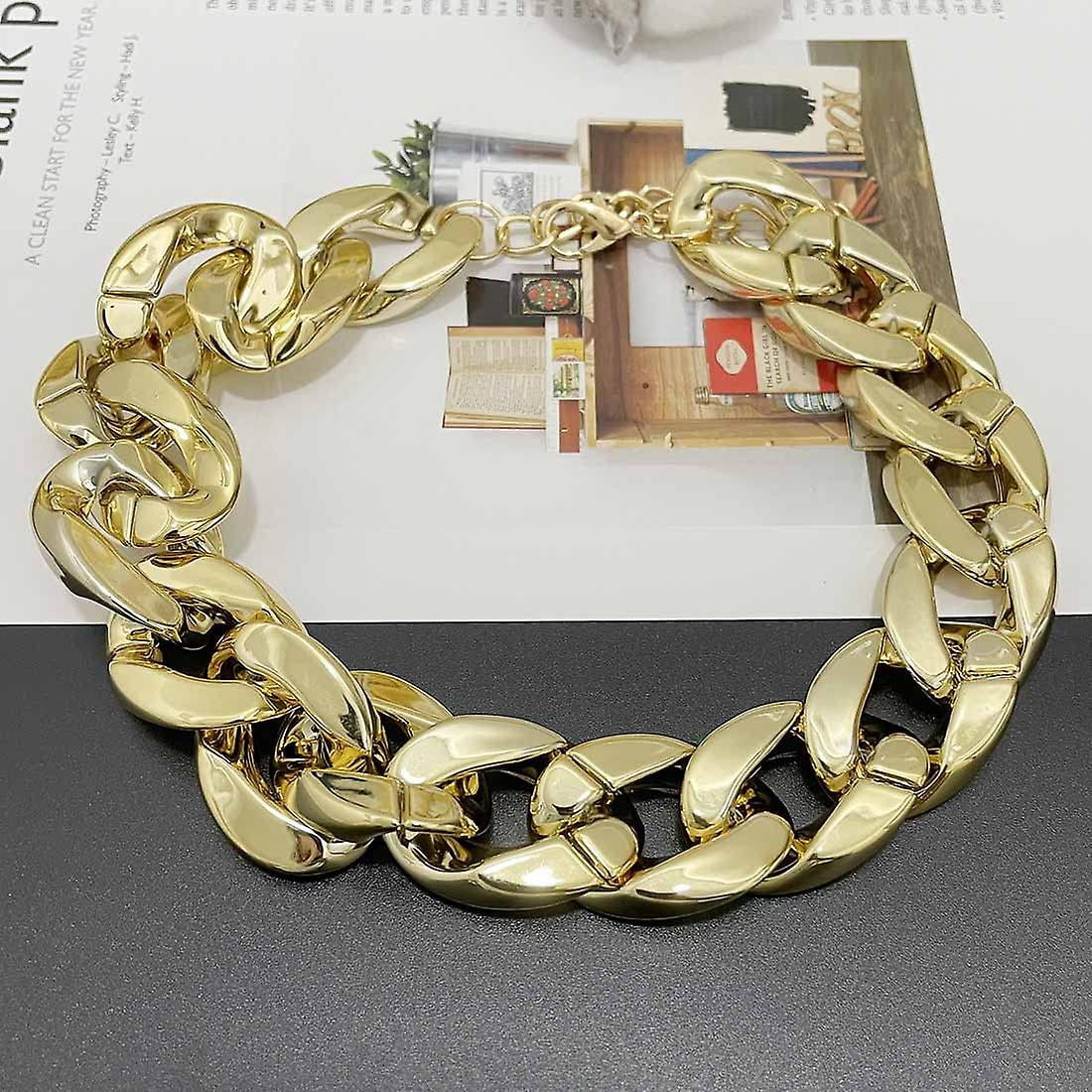 7.0mm Oval Link Chain Choker Necklace in Hollow 10K Gold - 16&quot