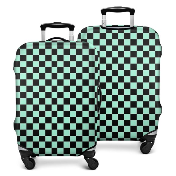 Black and Mint Green Checkerboard Pattern Luggage Cover Fashion Suitcase Cover Baggage Covers Fit 25-28 Inch Luggage (Go Travel)