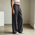 thumbnail image 4 of cocolona Womens Casual Patchwork Dress Pants Elastic Waist Straight Wide Leg Commute Yoga Pants with Pockets, 4 of 5