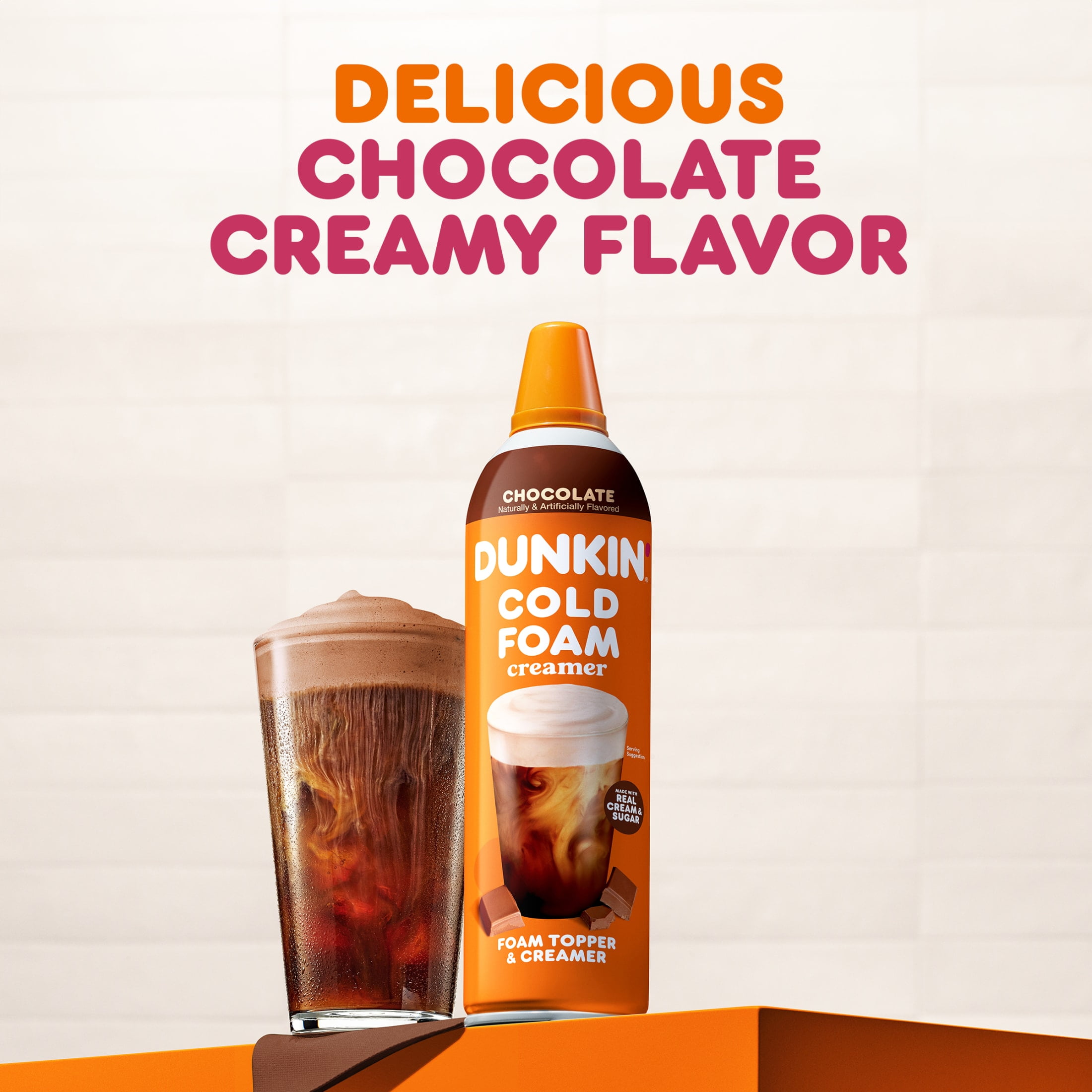 Dunkin' Chocolate Cold Foam Coffee Creamer Can, 14 oz