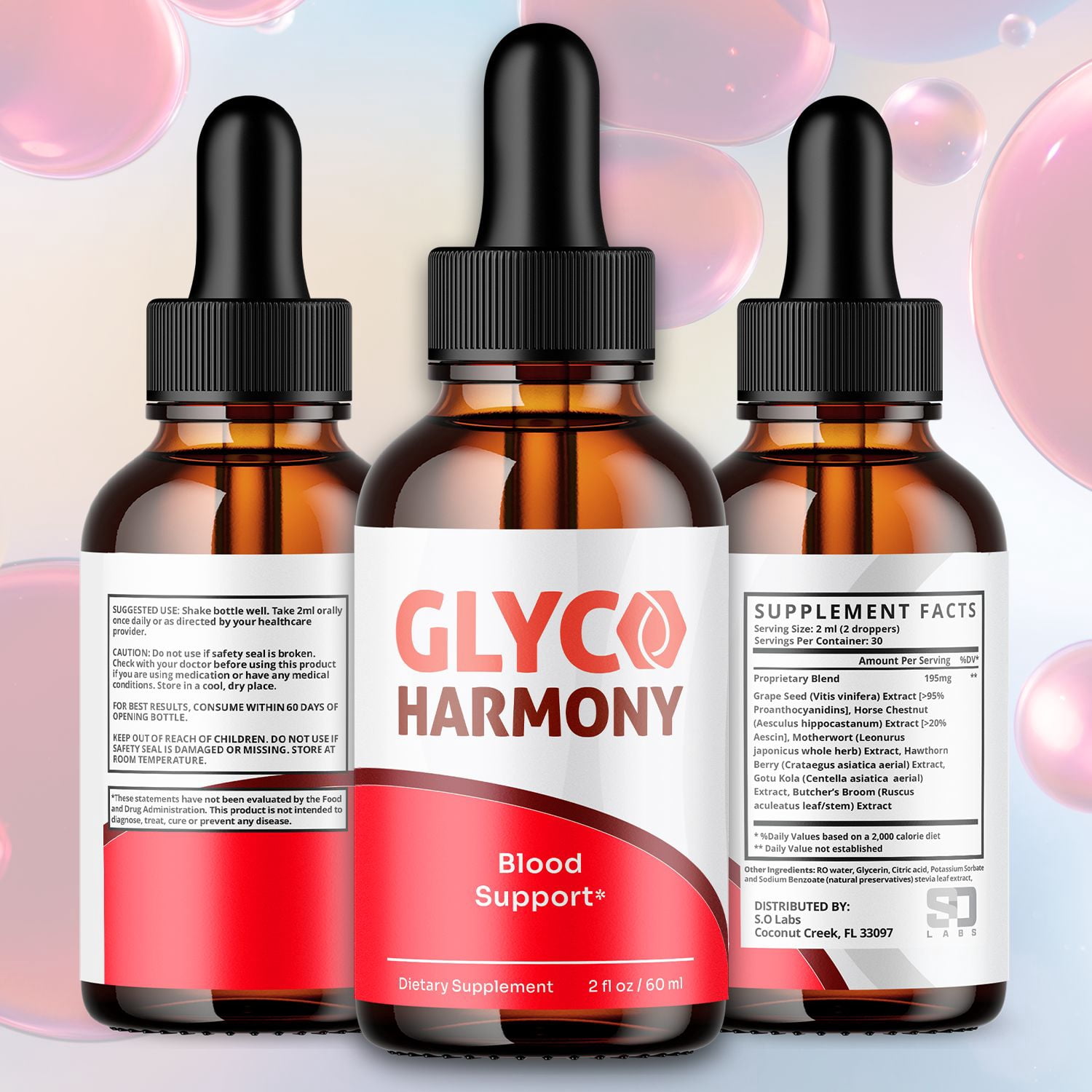 Glyco Harmony Advanced Formula Drops Natural Support Supplement GlycoHarmony 90 Servings