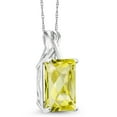 thumbnail image 2 of Gem Stone King 10K White Gold Yellow Lemon Quartz Pendant Necklace for Women (6.85 Cttw, Gemstone Birthstone, Emerald Checkerboard Cut 14x10MM, with 18 inch Chain), 2 of 5
