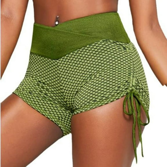 Women's Workout Shorts Cheap, Work Out Shorts for Women Seamless Yoga Shorts High Waisted Yoga Shorts for Women(Green,L)