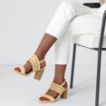 thumbnail image 2 of Sandalias De Tacón Grueso Allegra K Con Correa En El Tobillo Y Hebilla Boho Beige 9, 2 of 6