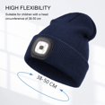 thumbnail image 5 of Morttic Unisex LED Beanie Hat with Light, USB Rechargeable Headlamp Beanie, Gifts for Kids Boys Girls Warm Knitted Cap (Navy Blue), 5 of 15
