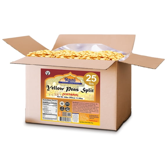 Rani Yellow Peas Split, Dried (Vatana, Matar) 400oz (25lbs) 11.36kg Bulk Box ~ All Natural | Vegan | Gluten Friendly
