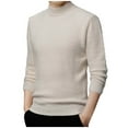 thumbnail image 2 of gbyLJF Men's Knitted Base Layer Shirt Round Neck Solid Color Long Sleeve Pullover Top Regular Fit Semi-turtleneck Sweater, 2 of 4