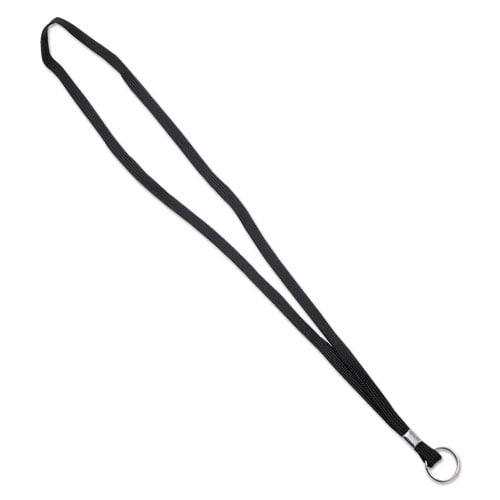 Deluxe Lanyards, Metal Ring Fastener, 36" Long, Black, 24/Box | Bundle of 2 Boxes