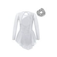 thumbnail image 2 of dPois Ice Skating Dress for Girls Mesh Splice Figure Skating Dress Sparkle Ballet Dance Leotard White 6, 2 of 7