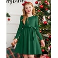 thumbnail image 3 of Arshiner Girls Dresses Puff Long Sleeve Fall Winter Formal Party Belted Dress with Pockets, 3 of 6