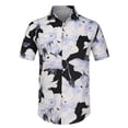 thumbnail image 1 of Lars Amadeus Camisas florales de verano para hombre Camisa de manga corta con botones y flores hawaianas Blanco azul marino S, 1 of 6