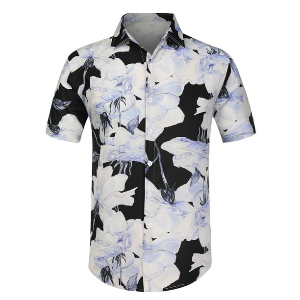Lars Amadeus Camisas florales de verano para hombre Camisa de