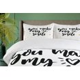 thumbnail image 4 of Saying Duvet Cover Sets, You Make My Heart Smile Lettering Shapes Love Display Print, Bedding Set with 2 Duvet Covers & 4 Pillowcases, 2 Pack Queen Size, Black and Blue, by Ambesonne, 4 of 7