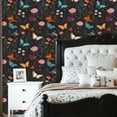 thumbnail image 6 of Peel and Stick Wallpaper Vibrant Butterflies Floral Dark Wall Mural 23.6in x 9.8ft Self Adhesive Removable Wall Paper Renter Friendly Wallpaper for Nursery Bedroom Cabinets, 6 of 8