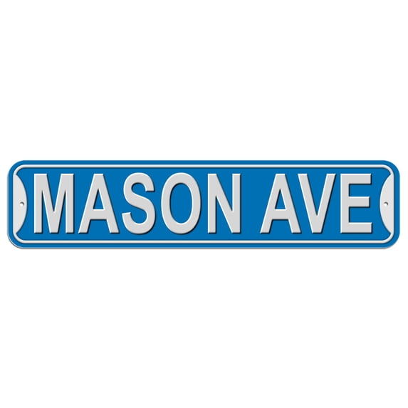 Mason Avenue - Blue - Plastic Wall Sign