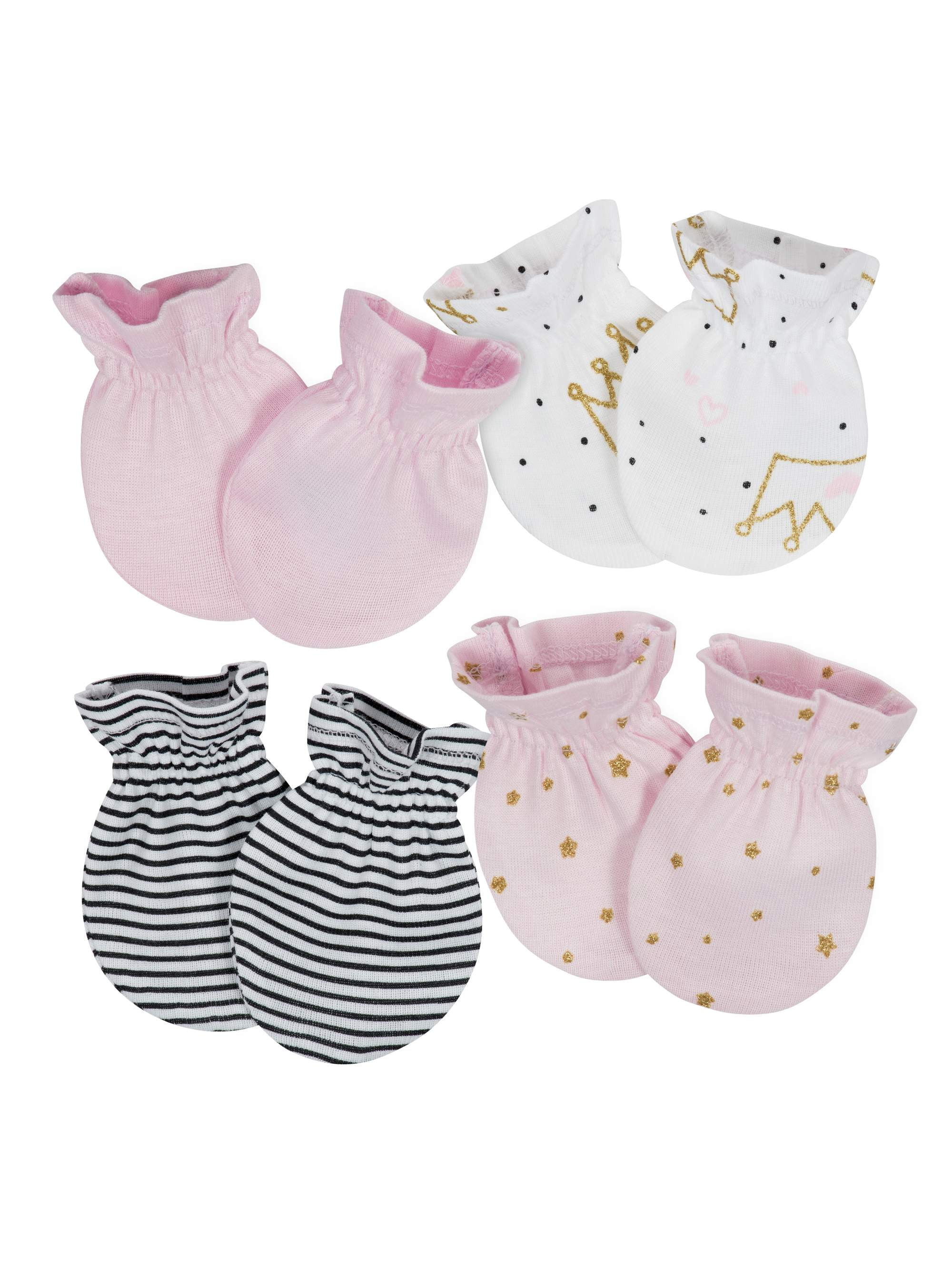 Gerber Baby Girl Mittens Set, 4Pack