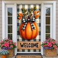 thumbnail image 3 of Checkered Pattern Welcome Banner Autumn Pumpkin Fall Leaves for Thanksgiving Party Home Decoration Seasonal Events, 3 of 9