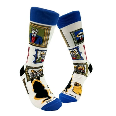 Wall Art Museum Dogs and Cats Socks (Adult Large - Men's Shoe Sizes 8-12)