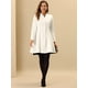 thumbnail image 2 of Abrigo de invierno de manga larga acampanado con botonadura sencilla para mujer blanco XS, 2 of 7