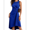 thumbnail image 2 of Vestido de Cóctel de Verano para Mujer, Sin Mangas, con Cintura Fruncida, Fluido, Corte A, Corte Alto y Bajo, Midi, Azul, Talla XL, 2 of 6