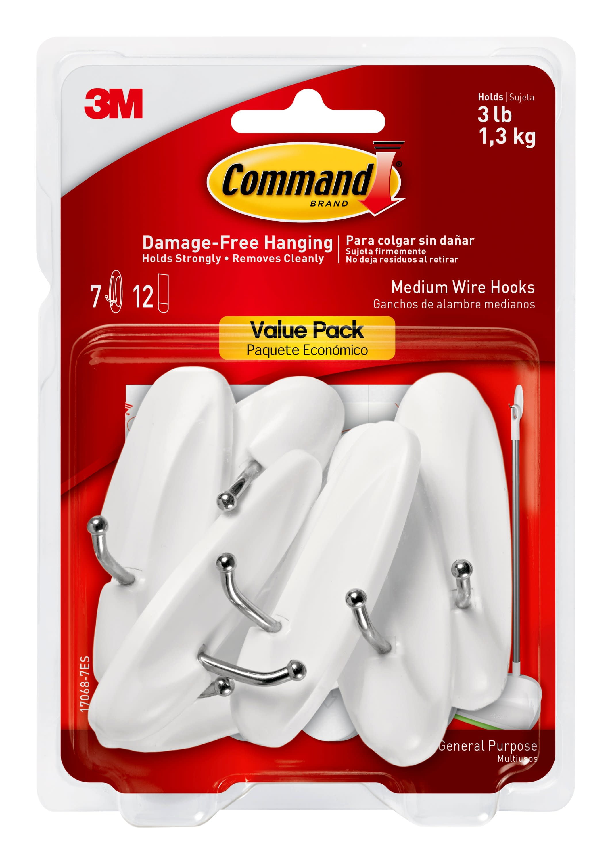 3M Command Wire Hooks Value Pack White Small 12-Hooks 