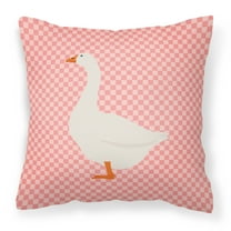 Carolines Treasures BB7892PW1414 Embden Goose Pink Check Fabric Decorative Pillow, 14 x 14 in.