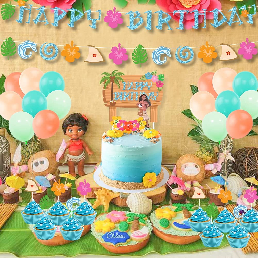 Moana Birthday Party Decorations Moana Birthday Banner Cake Topper Balloon Garland For Girls Moana Birthday Party Supplies Hawaii Tropical Luau Summer Party Kids Baby Shower Walmart Canada