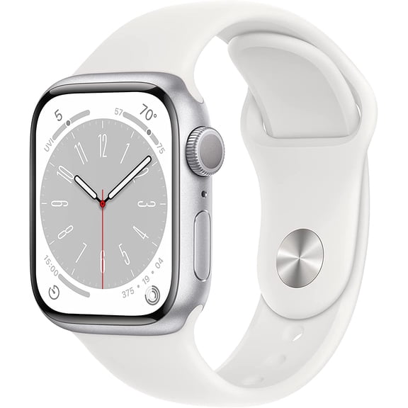 Pre-Owned Apple Watch Series 8 - 41mm - Silver Aluminum Case - White Sport Band - LTE - Scratch and Dent