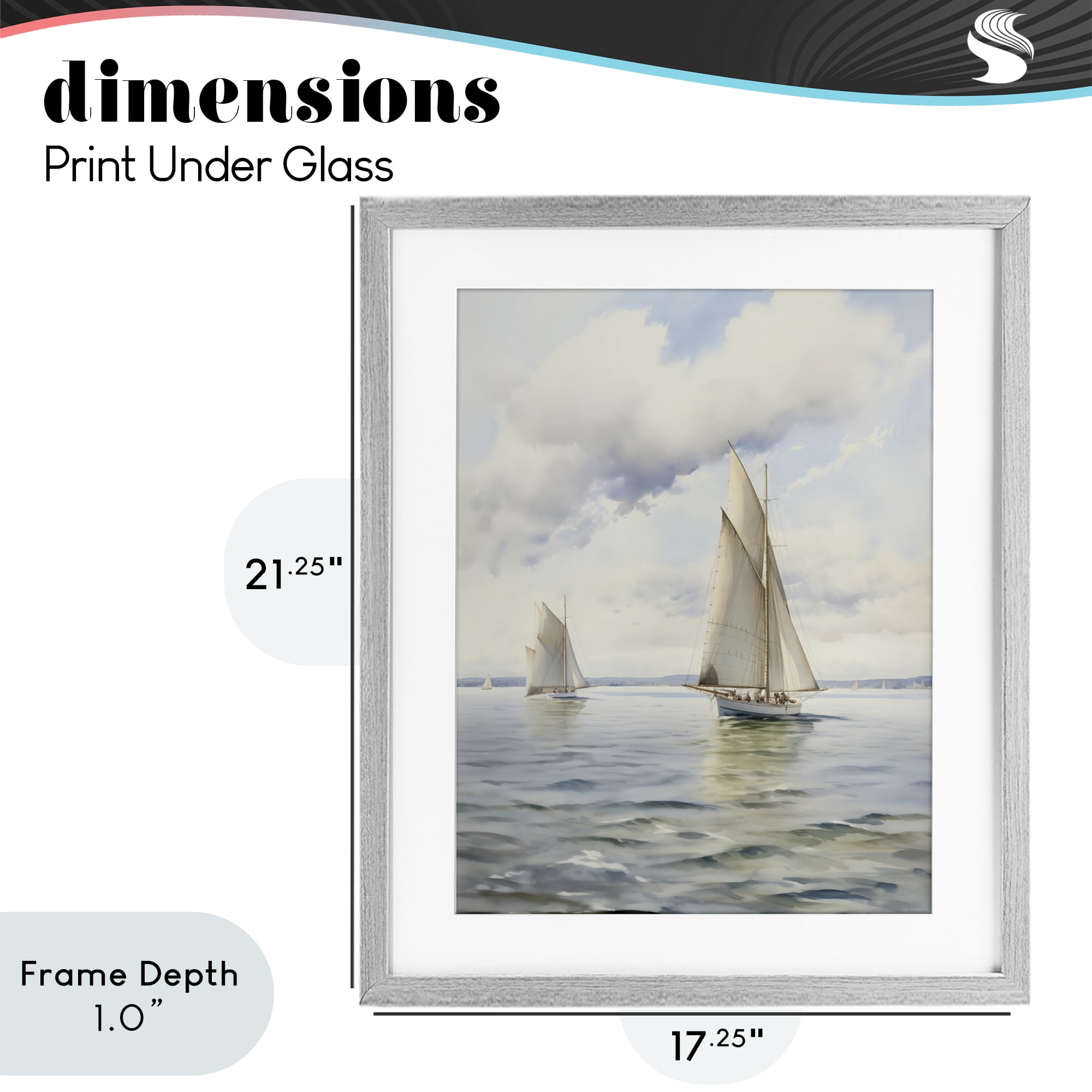 Stupell Industries Sailing Toward a Tranquil Horizon Gray Framed Print Under Glass, design by LSR Design Studio