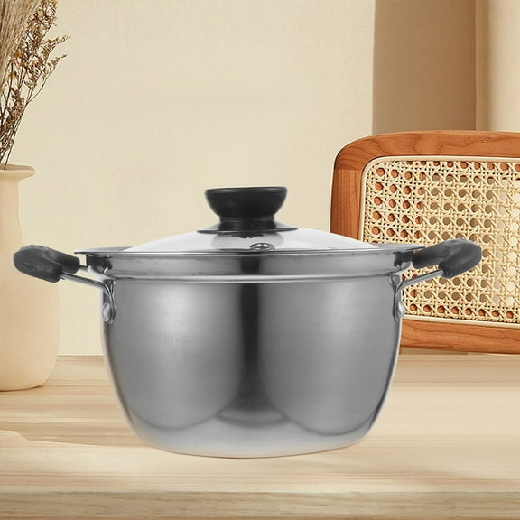 Luxshiny Stainless Steel Cooking Pot Silver Small Stock Pot for Cooks at Home 1Pack