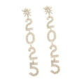 thumbnail image 3 of Pendientes Yinane Colgantes de Feliz Año Nuevo 2025 con Diamantes de Imitación Oro 1,5 x 11,08 cm, 3 of 8