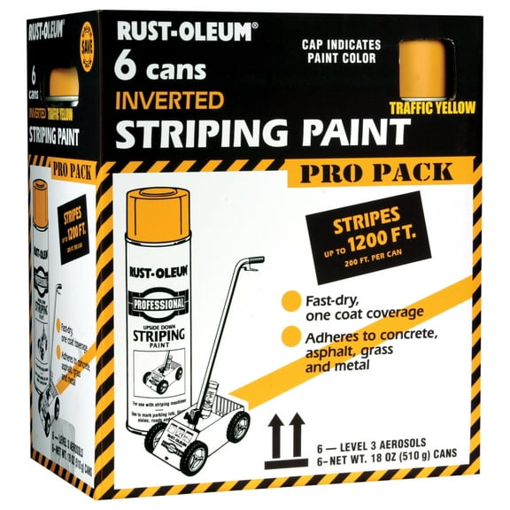 Rust-Oleum Professional Striping Paint Yellow, Contractor 6pk