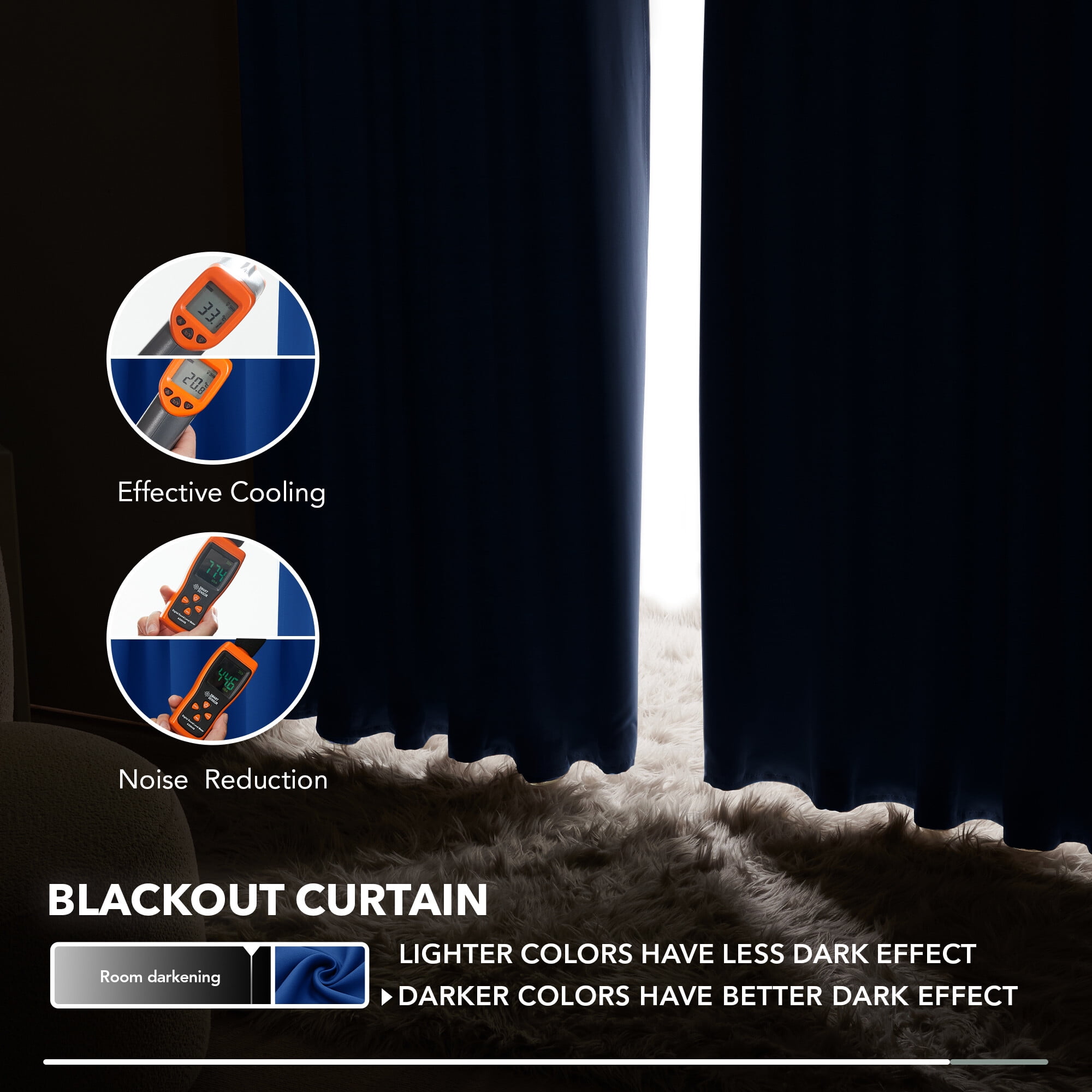 Deconovo Rod Pocket and Back Tab Curtains Room Darkening Curtain