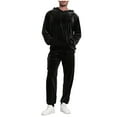 thumbnail image 2 of Yusimy Men's Solid Color 2-Piece Velvet Tracksuit Hoodie Long Sleeve Slim-Fit Jogger Pants Casual Fashion, 2 of 7