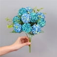 thumbnail image 4 of hulanddfd Artificial Flowers 10-Headed Hydrangea Bouquet Silk Flowers with Stems Faux Floral Arrangements Dining Table Centerpieces for Spring Home Party Decor(Blue), 4 of 6