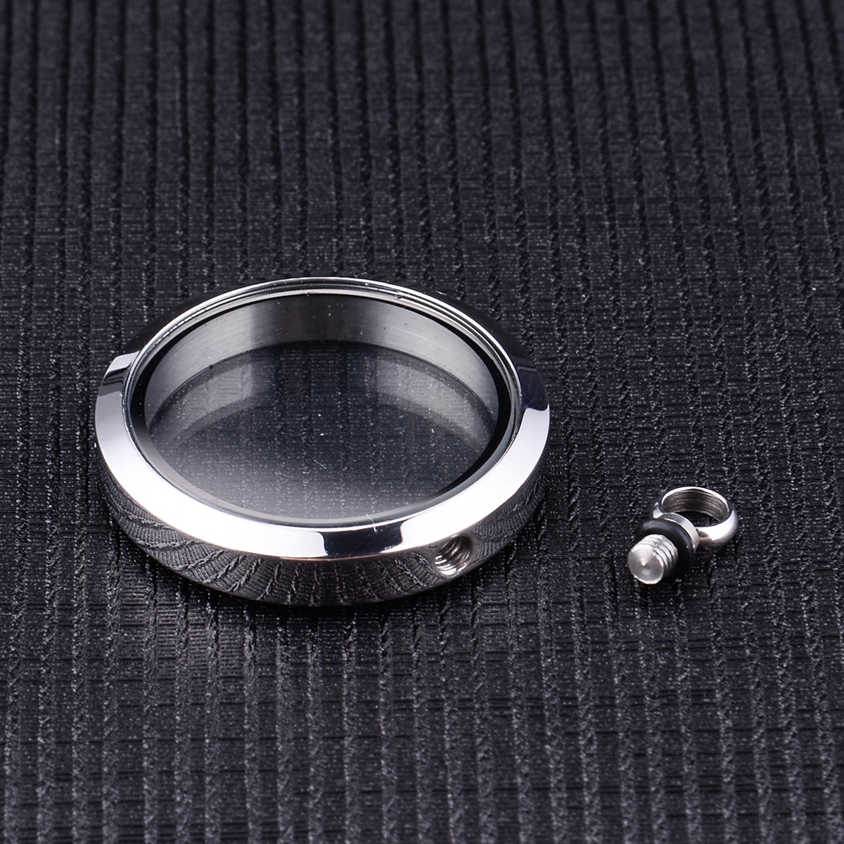 Anavia Round Clear See Through Ashes Container Holder Cremation Jewelry Memorial Necklace Ash Urn Keepsake with FREE Funnel Kit and Velvet Jewelry Box