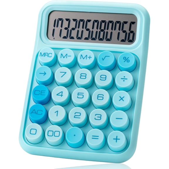 Mechanical Switch Calculator with Big Buttons and Large LCD – Pink, Great for Home, School, and Office (12-Digit Display)