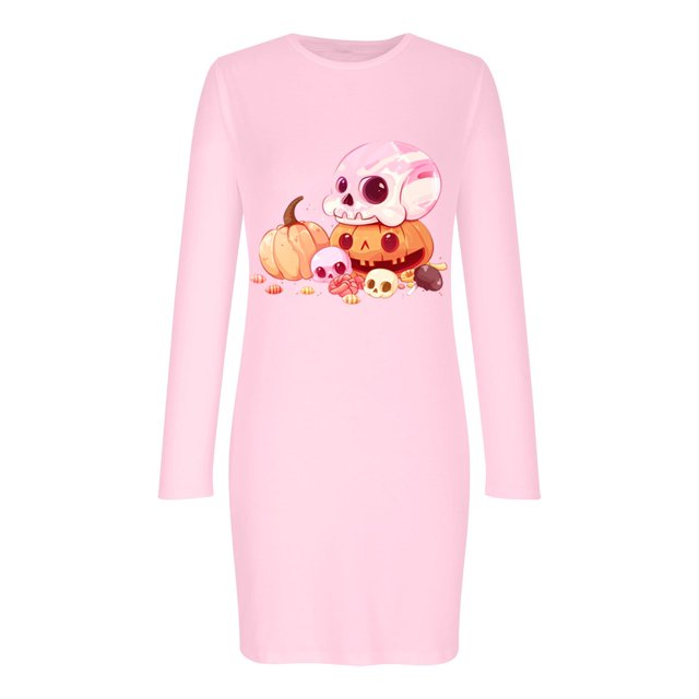 RKSTN Robes pour Femmes à Capuche Manches Longues Imprimé Halloween Robe Mini Robe Ample