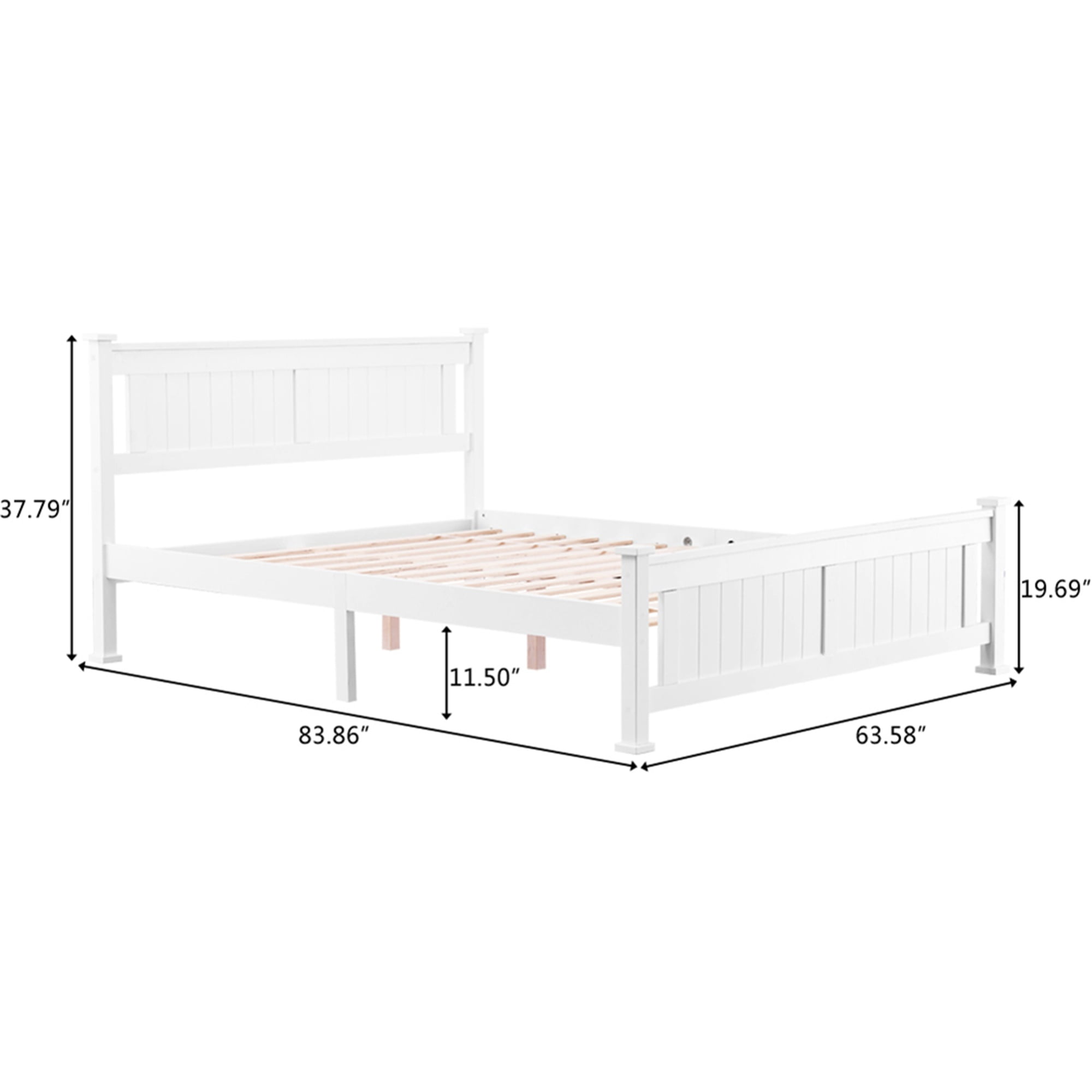 Kadyn Queen Size Bed Frame, Mattress Foundation with Sturdy Wood Slats, Adult Bedroom Bed with Headboard, Classic Full Size Adult Platform Bed, White Kadyn Queen Size Bed Frame, Mattress Foundation with Sturdy Wood Slats, Adult Bedroom Bed with Headboard, Classic Full Size Adult Platform Bed, White