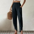 thumbnail image 1 of Gaecuw Linen Pants Women Summer Wide Legged Pants Regular Fit Long Pants Lounge Trousers Sweatpants Casual Loose Baggy Pants High Waisted Linen Summer Ankle Length Workout Pants with Pockets Solid, 1 of 6