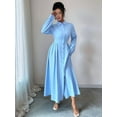 thumbnail image 2 of Women Long Sleeve Dress Button Down Maxi Swing Dress Cocktail Work Dress  Blue L, 2 of 7