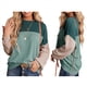 thumbnail image 3 of Camisetas Holgadas Informales de Punto con Cuello Redondo y Larga con Bloques de Color A para Mujer Verde M, 3 of 6