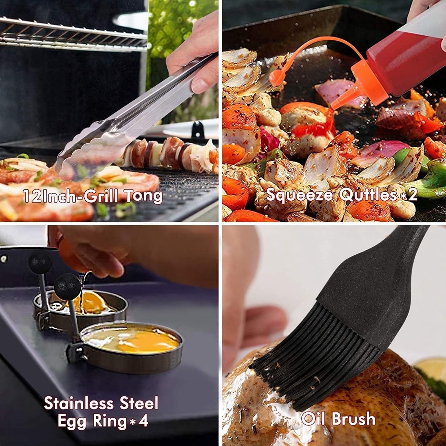 Anoak 14PCS Griddle Accessories Kit, Flat Top Grill Accessories Set for Blackstone and Camp Chef, Grill Spatula Set with Enlarged Spatulas, Scraper for Outdoor Barbecue