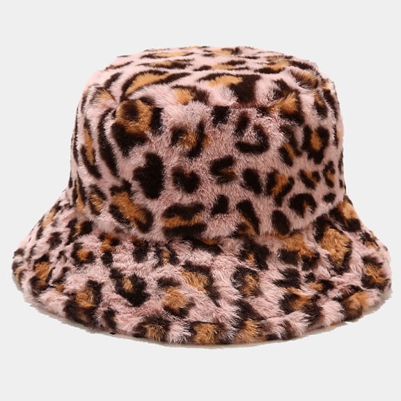 Awdenio Bucket Hats Women's Fashion Leopard Print Basin Hat Woolen Cloth Fisherman Hat Sun Hat