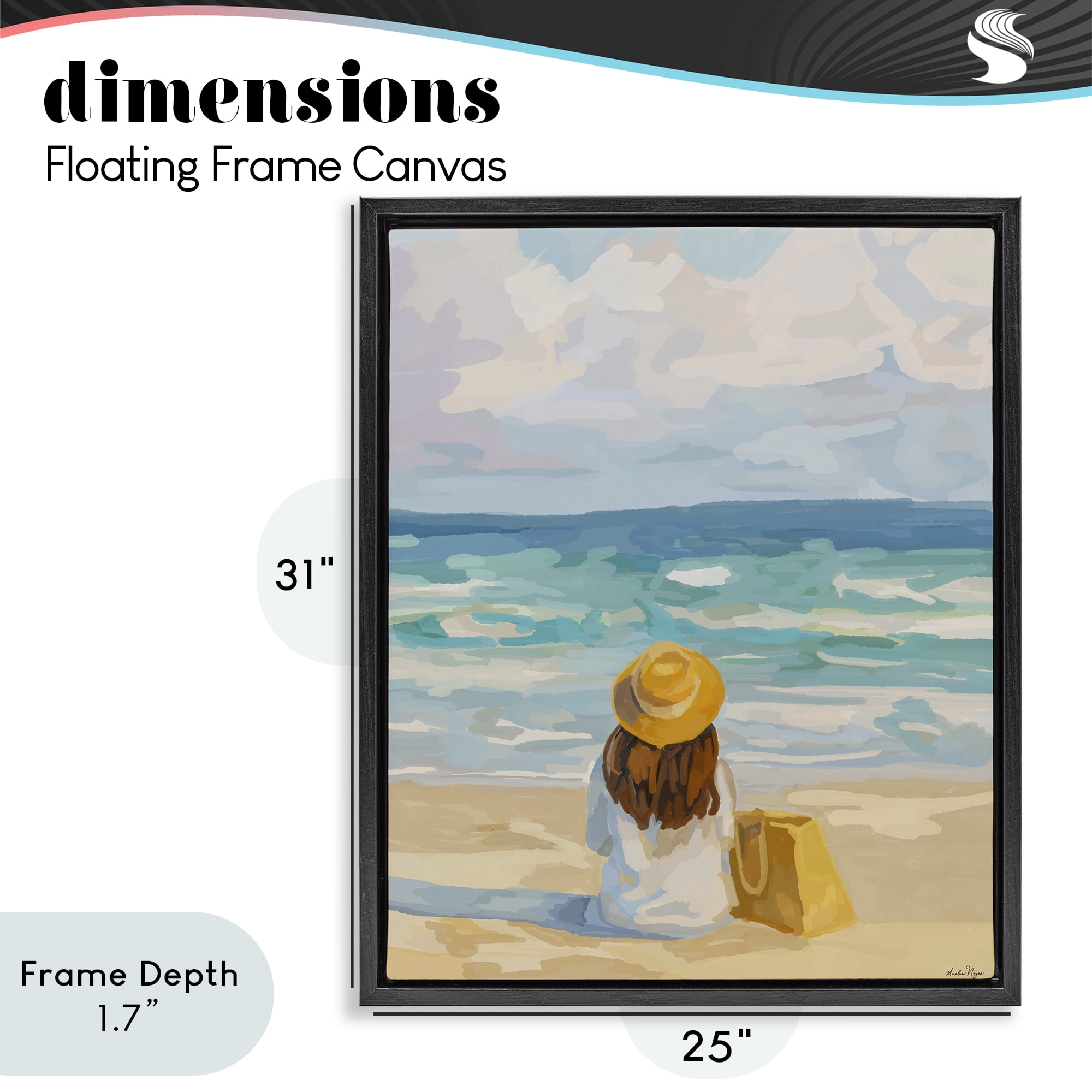 Stupell Industries Peaceful At The Beach Black Framed Floater Canvas Wall Art, design by Amelia Noyes