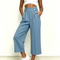 thumbnail image 6 of Noric Women's High Waist Wide Leg Capri Pants with Button Casual Loose Fit Summer Dressy Trousers, 6 of 8