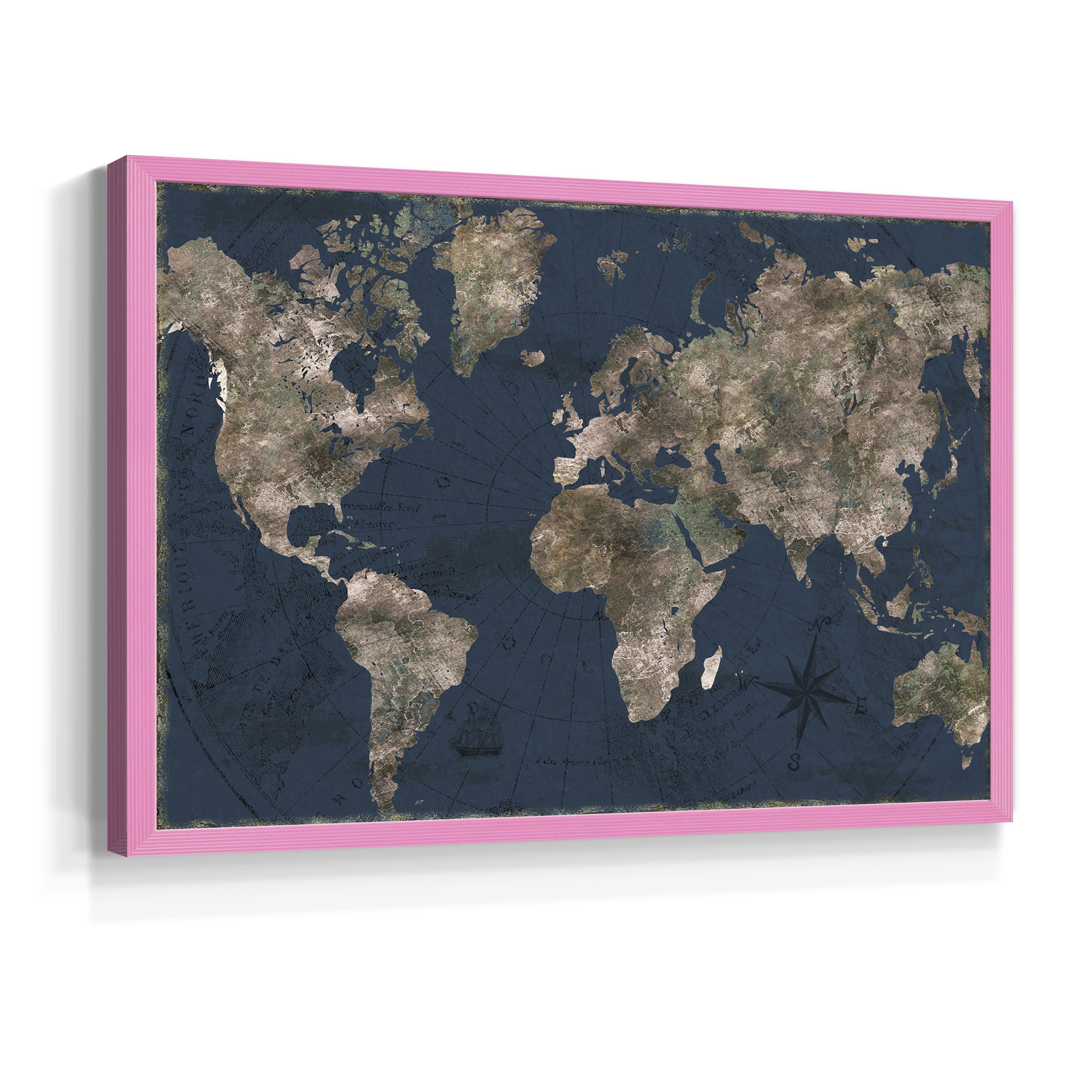 Navy Atlas by CAD Designs - Restickable Framed Giclée Print