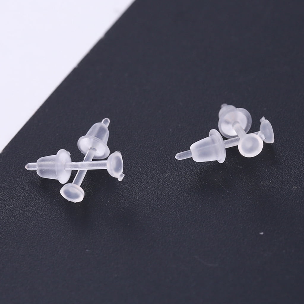 1box 200pcs 2 Colors Plastic Stud Earring Findings Ball Head Pin with  200pcs Ear Nuts Mixed Color Earring Back Plug  SHEIN