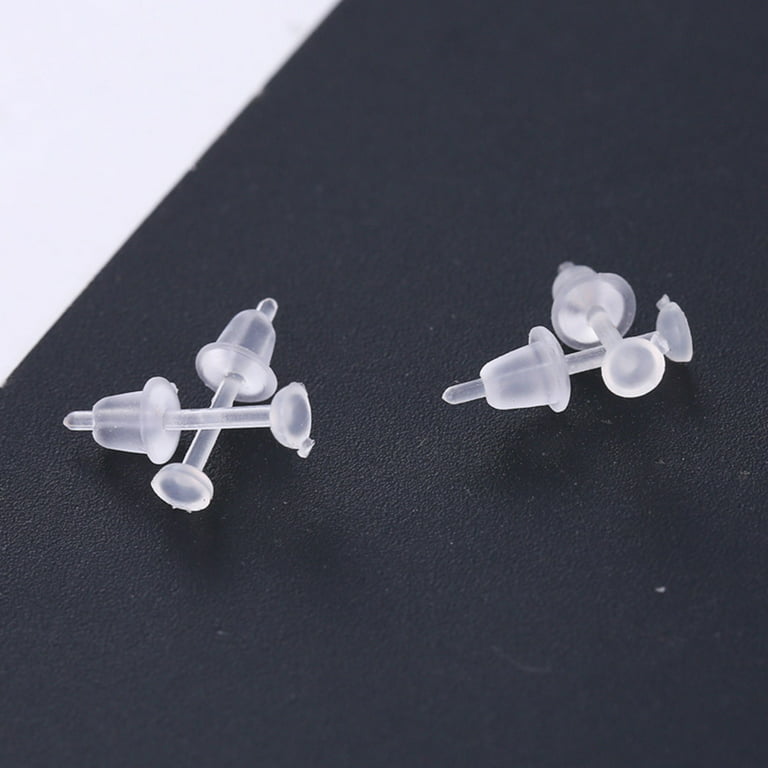 Sardfxul Creative 100 Set Clear Earrings Plastic Post Earrings Silicone  Earring Backs Ear Studs Piercing Retainers for Women Men 