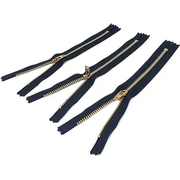 6" YKK Pants Brass Zipper #4.5 - Navy (3 Zippers/Pack)